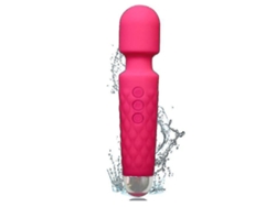 Mini masajeador portátil recargable de mano, 8 velocidades potentes, 20 modos de vibración, masajeador de mano inalámbrico e impermeable (rosa)