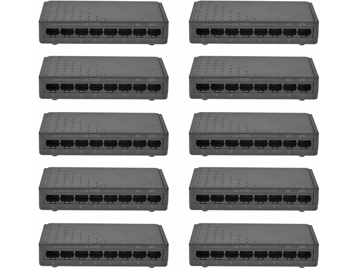 10 Inyectores Ethernet Rj45 Con Fuente De Alimentación Conmutable Poe De 8 Puertos (6+2)