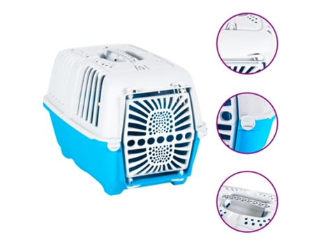 Transportín de mascota blanco azul polipropileno 55x36x36 cm VIDAXL