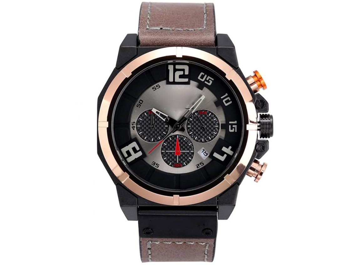 Reloj Hombre Curren De Cuero Pu Calendario Resistente Al Agua Reloj De Cuarzo