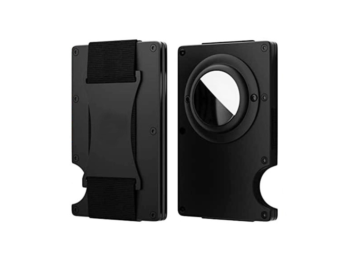 Cartera Metálica Con Bloqueo Rfid Y Soporte Para Airtag (negra) Chrui