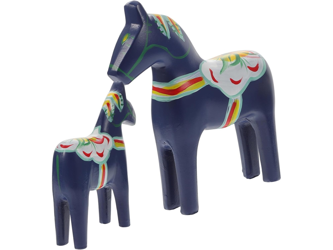 Figura De Caballo Madera Pintada Azul, Adorno Decorativo Para Oficina Y Hogar