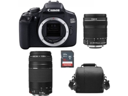 Kit Cámara Réflex CANON EOS 1300D + EF-S 18-135mm F3.5-5.6 IS STM + EF 75-300mm F4-5.6 III + Bolsa + 16GB SD