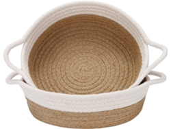 KOFIHETY Cesta de almacenamiento de cuerda de algodón, compacta y segura, con asas prácticas, ideal para múltiples usos, con estantes decorativos para organiza