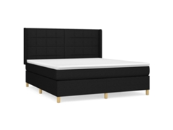 Maison Exclusive - Cama Box Spring Con Colchón Tela Negro 160x200 Cm