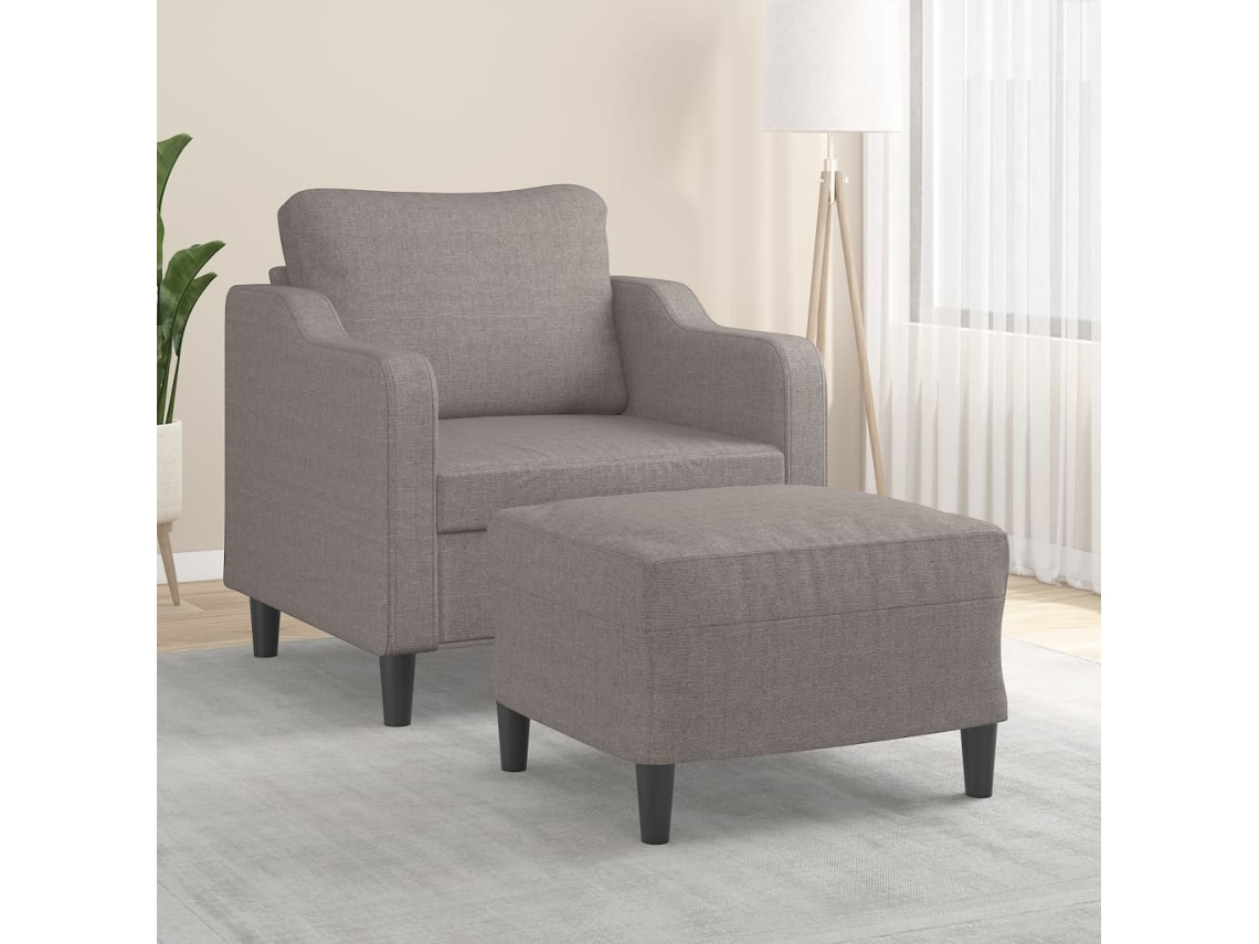 Sillón De Salón | Silla | Sillón Con Taburete Tela Gris Taupe 60 Cm Wsd402838