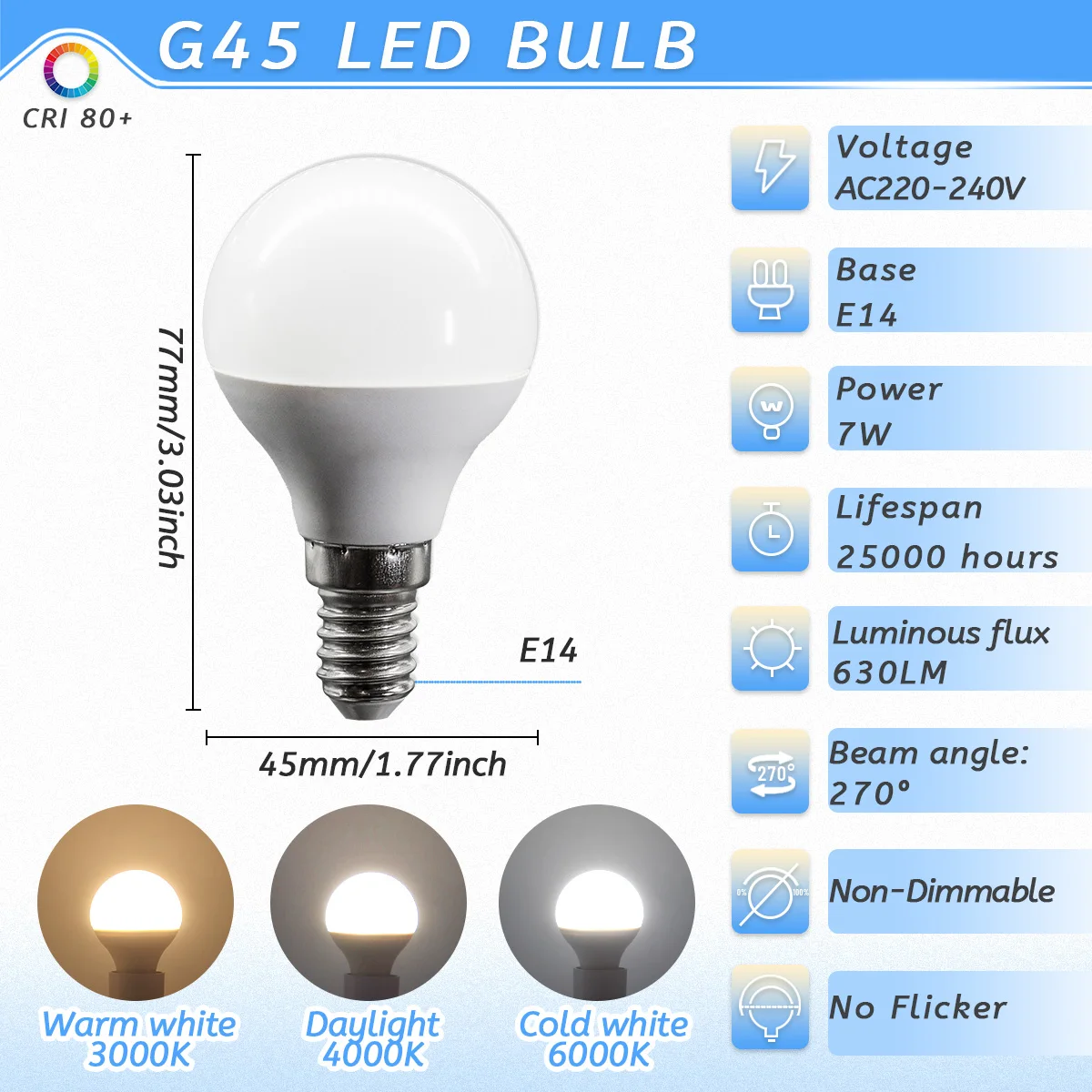 (g45 7w, Luz Blanca Cálida 3000k) 10pcs E14 Led Candle Bombilla, Ac220v, Para La Lámpara Colgante, Ahorro De Energía Y Protección Del Medio Ambiente