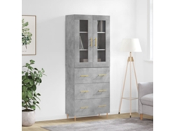 Aparador Alto | Mueble De Comedor | Buffet Alto Madera Contrachapada Gris Hormigón 69,5x34x180 Cm Wsd98796