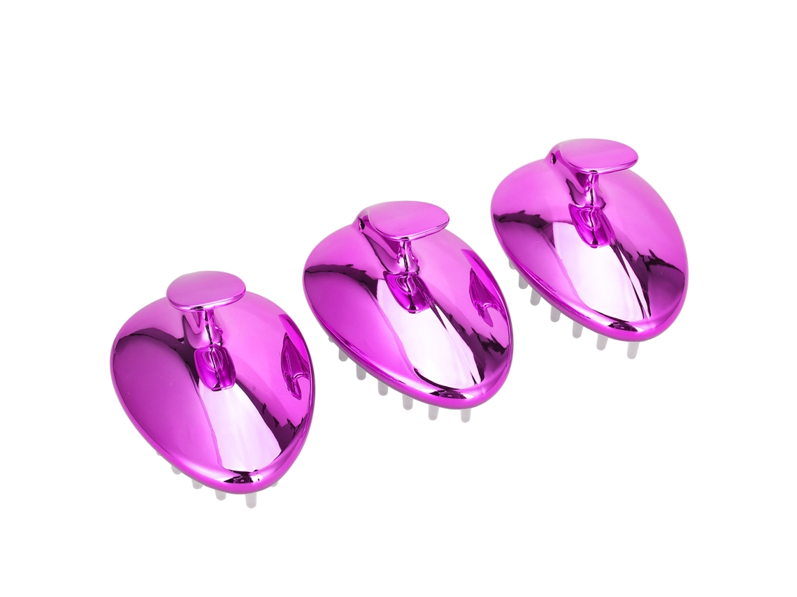 3pcs Cepillo De Champú Para Uso Húmedo Y Seco Masajeador De Cuero Cabelludo Antideslizante Peine Para Lavar El Cabello (morado)