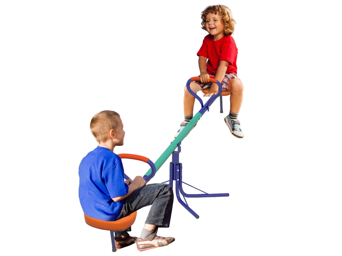 Columpio infantil, con giro de 360°, altura ajustable y multicolor.