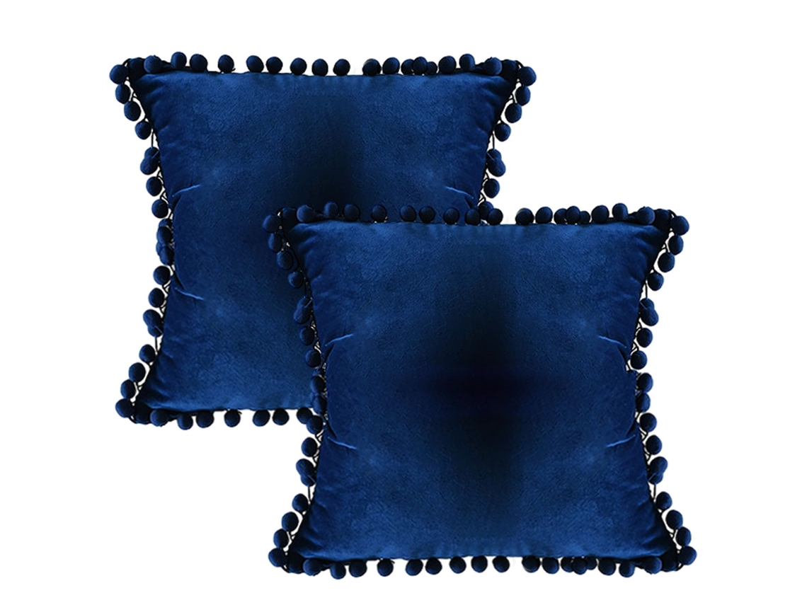 Juego De 2 Fundas De Almohada De Terciopelo Con Pompón, Estilo Rústico, 50,8 X 50,8 Cm