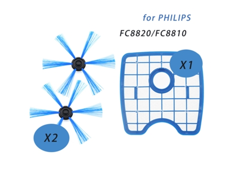 3 unids/set aspiradora 2 cepillos redondos 1 pantalla de filtro para Robot Philips Fc8066 Fc8820 Fc8810 accesorios de Robot de barrido