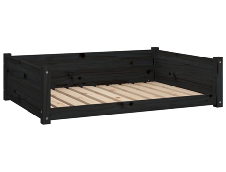 vidaXL Cama para perros madera maciza de pino negro 95,5x65,5x28 cm
