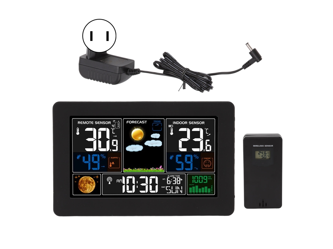 2026 Store-reloj Meteorológico Con Pantalla Grande Multifunción Para Tiempo Temperatura Humedad Presión Enchufe Us 100-240v