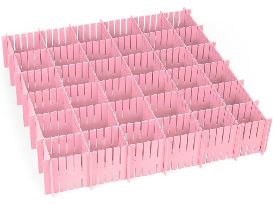 Solución de almacenamiento para el hogar y la oficina, divisores de cajones ajustables ecológicos, rosa, 16 piezas