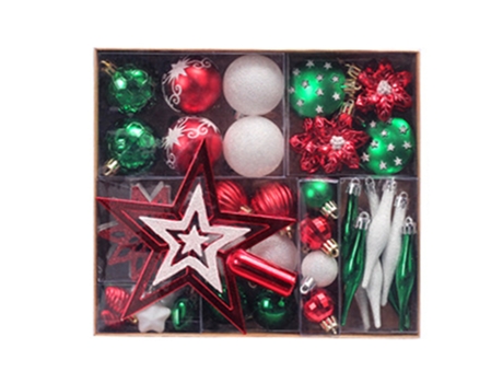 Conjunto de Bolas de Navidad ZMDECQNA Juego Adornos Colgantes Uds Coloridas Inastillables Colgante Estrellas Multicolor - 58un