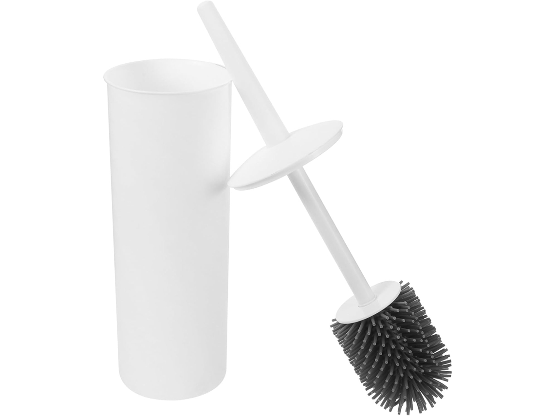 Juego De Cepillo Sanitario Accesorio De Baño Blanco Para Baño Mango Largo Y Cerdas Suaves De Silicona Para Limpieza Sin