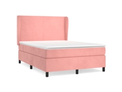 Maison Exclusive - Cama Box Spring Con Colchón Terciopelo Rosa 140x200 Cm