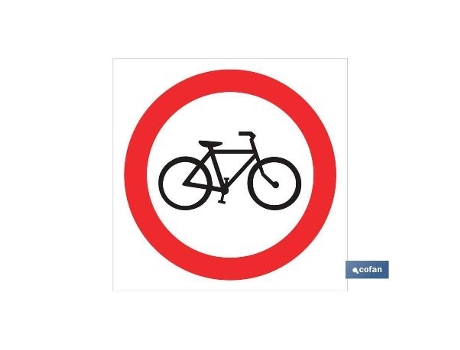 Señal poliestireno 210x210mm prohibido bicicletas