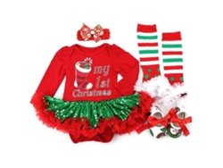 Conjunto de ropa navideña para niña Mi primer regalo de Navidad Hengjian