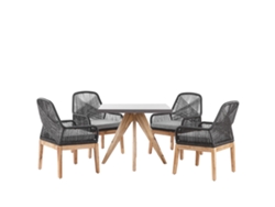 Conjunto de jardín de cemento reforzado mesa 90 x 90 cm con 4 sillas gris/negro BELIANI Olbia