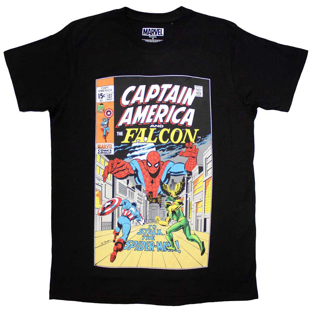 Rockinstone Unisex Marvel Comics Captain America & Falcon Comic Cover Camiseta Classic-m