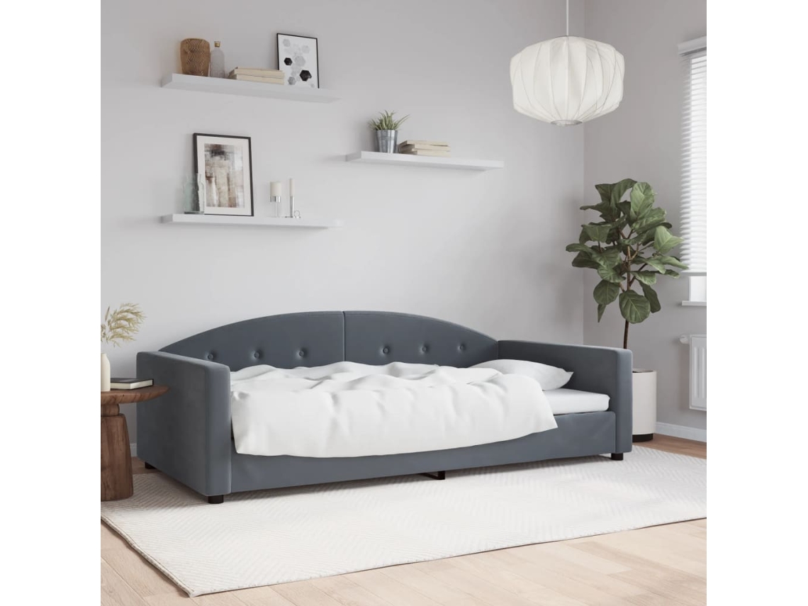 Sofá Cama Individual Lovely Home Madera Terciopelo Gris (100x200)