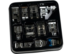Kit de prensatelas Topbathy de 11 piezas para máquinas de coser, accesorios robustos y surtidos.