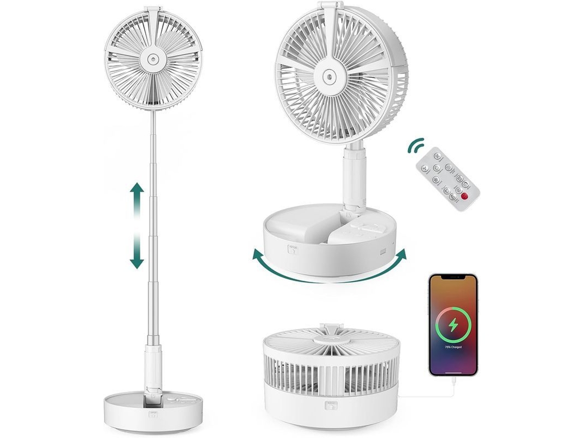 Ventilador Portátil Silencioso Con Mando A Distancia Plegable Ajustable, Recargable Por Usb Y Con Temporizador.