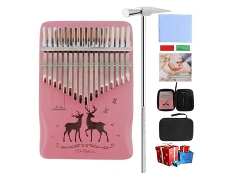 Kalimba pulgar piano con bolsa de martillo + libro de música para amantes de la música, principiantes y niños madera Peach Blossom Wood 17 teclas C...