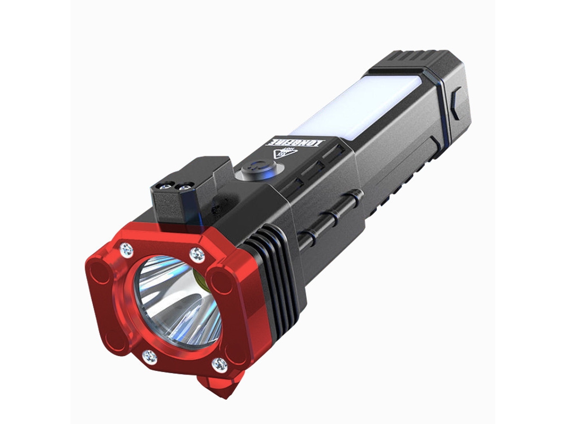 Linterna Led, Recargable, Martillo De Seguridad, Plástico, Rojo Tommy01