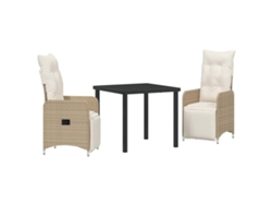 Conjunto De Comedor De Jardín 3 Uds | Mueble De Jardín Beige Ratán Sintético