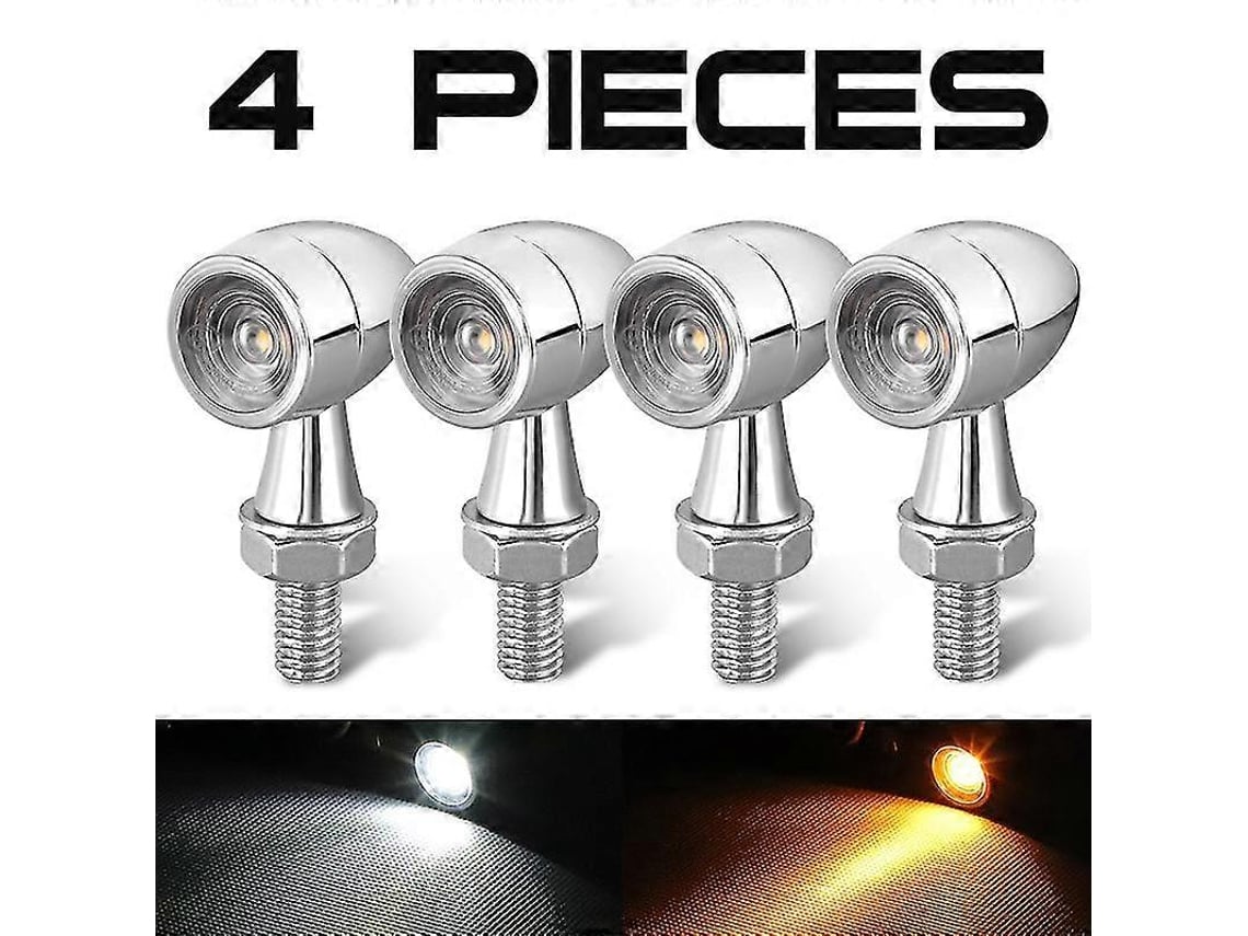 Rebe-luces De Giro Led Para Moto Chrome Con Drl Y Freno 12v Para Honda Suzuki Kawasaki Yamaha 4 Piezas Blanco Amarillo