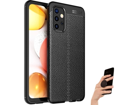 Kit Funda y Popsocket Samsung M32 Rugged Leather Negro