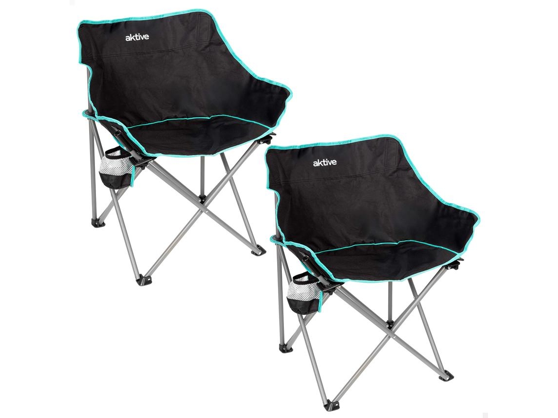Pack de 2 Sillas de Camping Plegables 50x65x38 Cm con Bases Negras Active