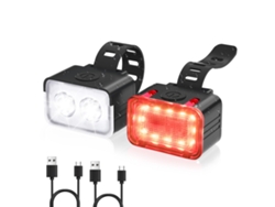 Juego De Luces Para Bicicleta - Ipx6 Resistente Al Agua, 300 Lúmenes (negro)