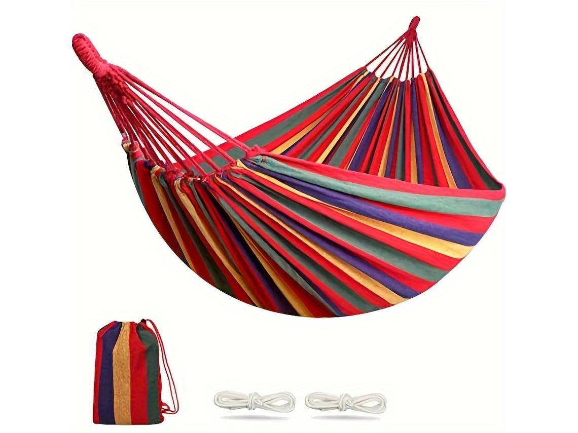 Rede Portátil De Algodão Para Acampamento Ao Ar Livre Com Bolsa De Armazenamento (vermelho/260x80cm)