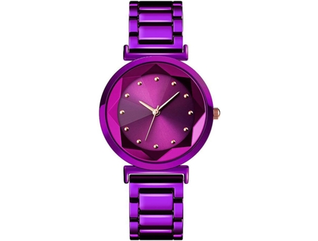 VEANXIN Relojes de pulsera de malla de acero inoxidable con pulsera de vestir para mujer-acero morado