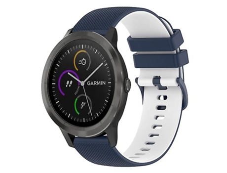 Correa De Reloj Inteligente Para Garmin Vivoactive3 Music, Banda De Reloj De Silicona A Cuadros De Dos Colores, Azul Oscuro Y Blanco, 20Mm VENISYMLIS