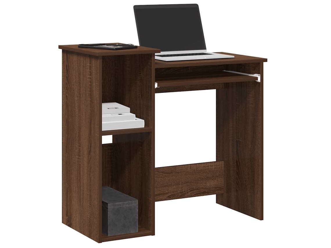 Escritorio | Mesa | Escritorio con estantes, derivados de madera de roble, marrón