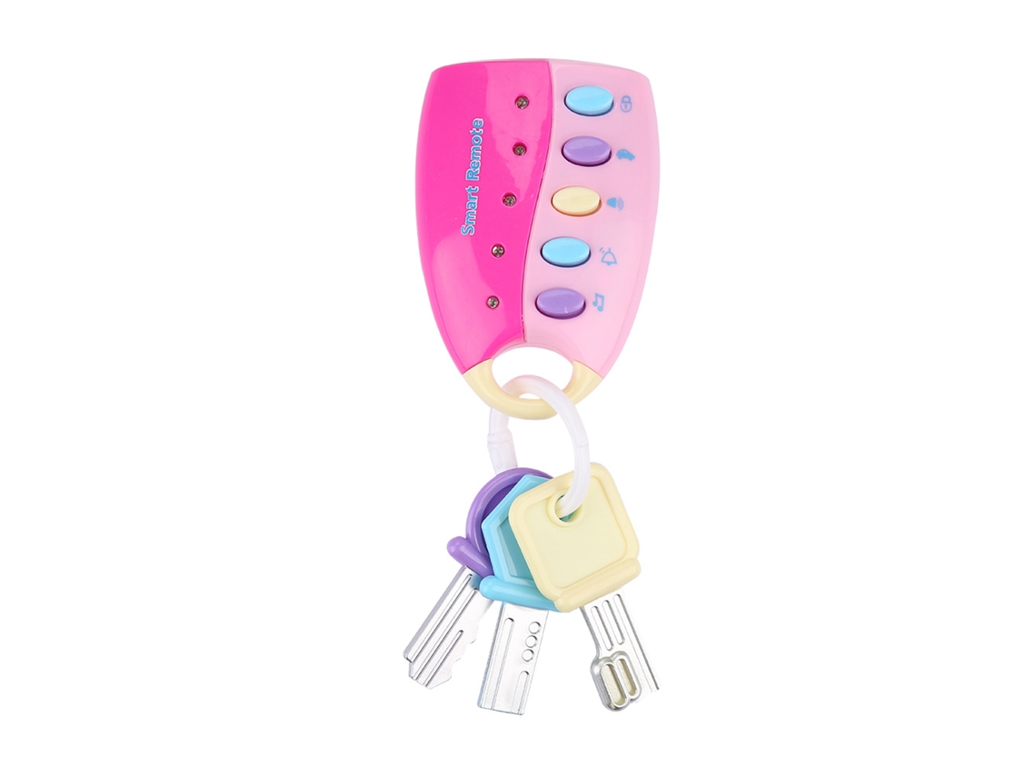 Brinquedo Chave De Carro Simulada Com Luz E Música Controle Remoto Brincadeira Educativa Infantil Rosa