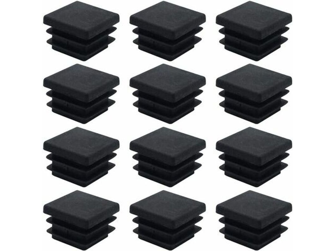 40 tapas cuadradas de plástico de 20 mm x 20 mm para patas de muebles, estantes, sillas, tapas negras para extremos de tuberías.
