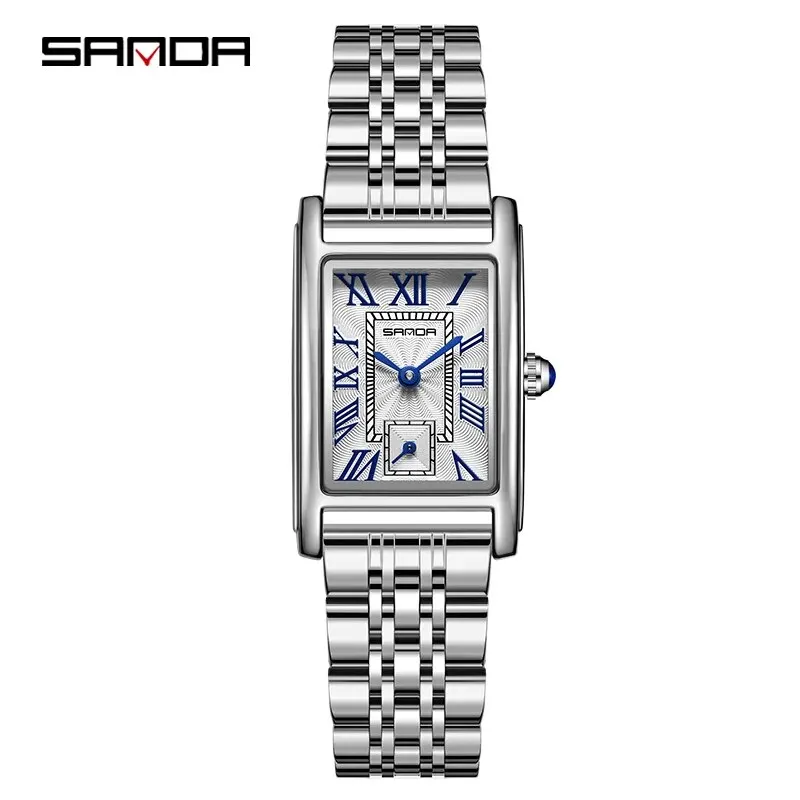 (brazalete De Acero) Esfera Rectangular, Movimiento De Cuarzo Resistente Al Agua, Reloj De Pulsera Para Mujer De Negocios