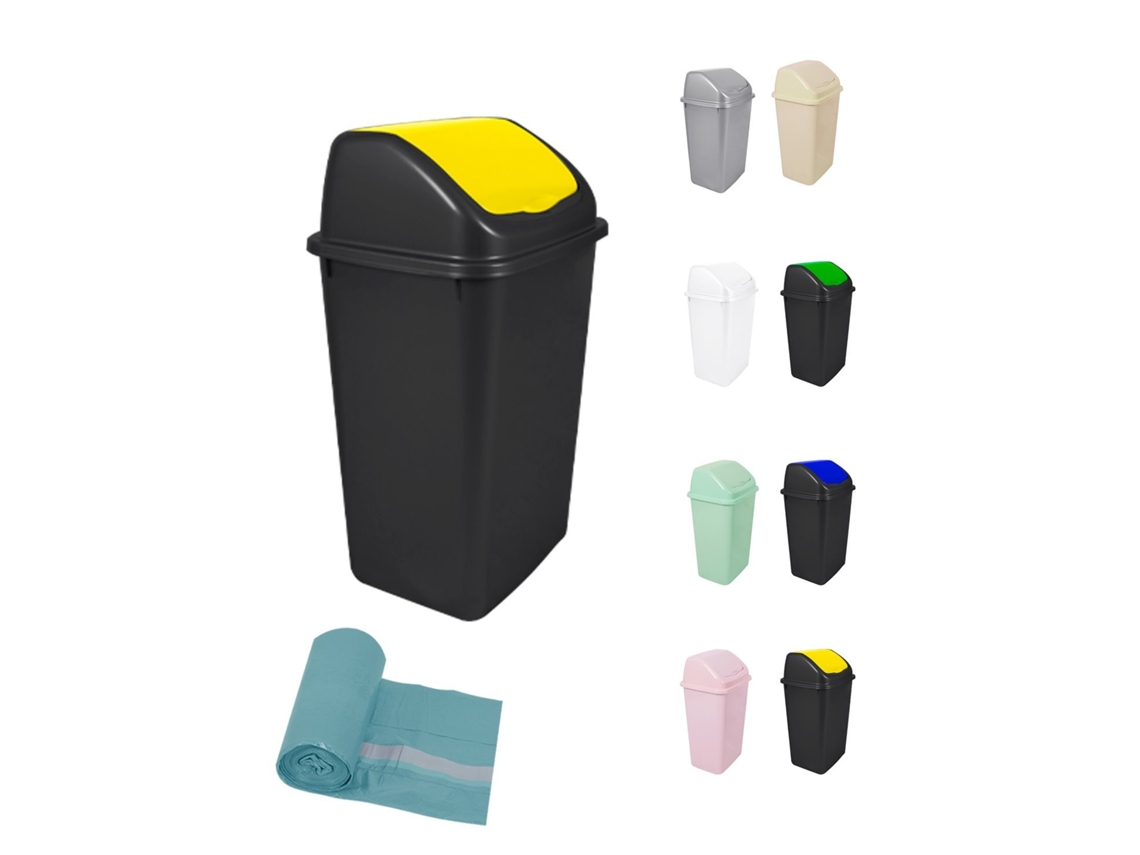 Cubo de basura con tapa giratoria de 30/50 litros ideal para el hogar y la oficina amarillo negro 50 l bolsas de jardín 202