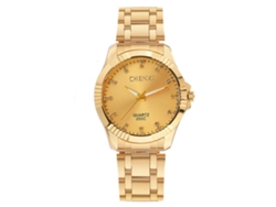 Reloj De Pulsera De Acero Inoxidable Impermeable Moda Casual Para Hombre Con Cuarzo (dial Dorado)