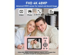Cámara digital Ultra HD 4K H15 con enfoque automático y zoom de 16x, minicámara compacta de 64 g.