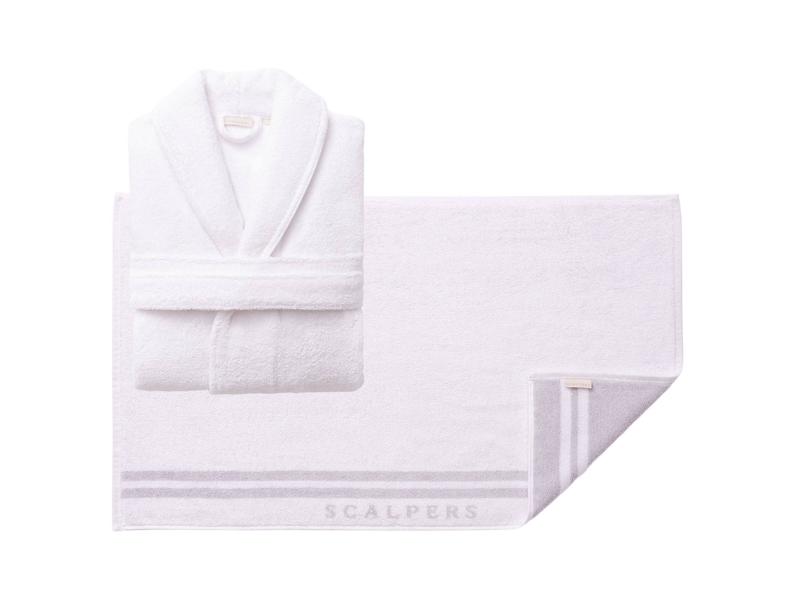 Albornoz S-M y Alfombrilla de Baño 50x80cm SCALPERS Home 100% Algodón (Blanco)