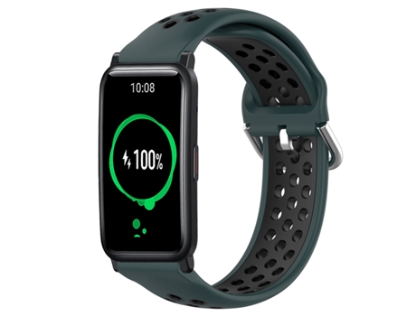 Correa de reloj inteligente para Honor Watch ES Correa de reloj deportivo transpirable perforada de silicona de 20 mm (verde oliva + negro)