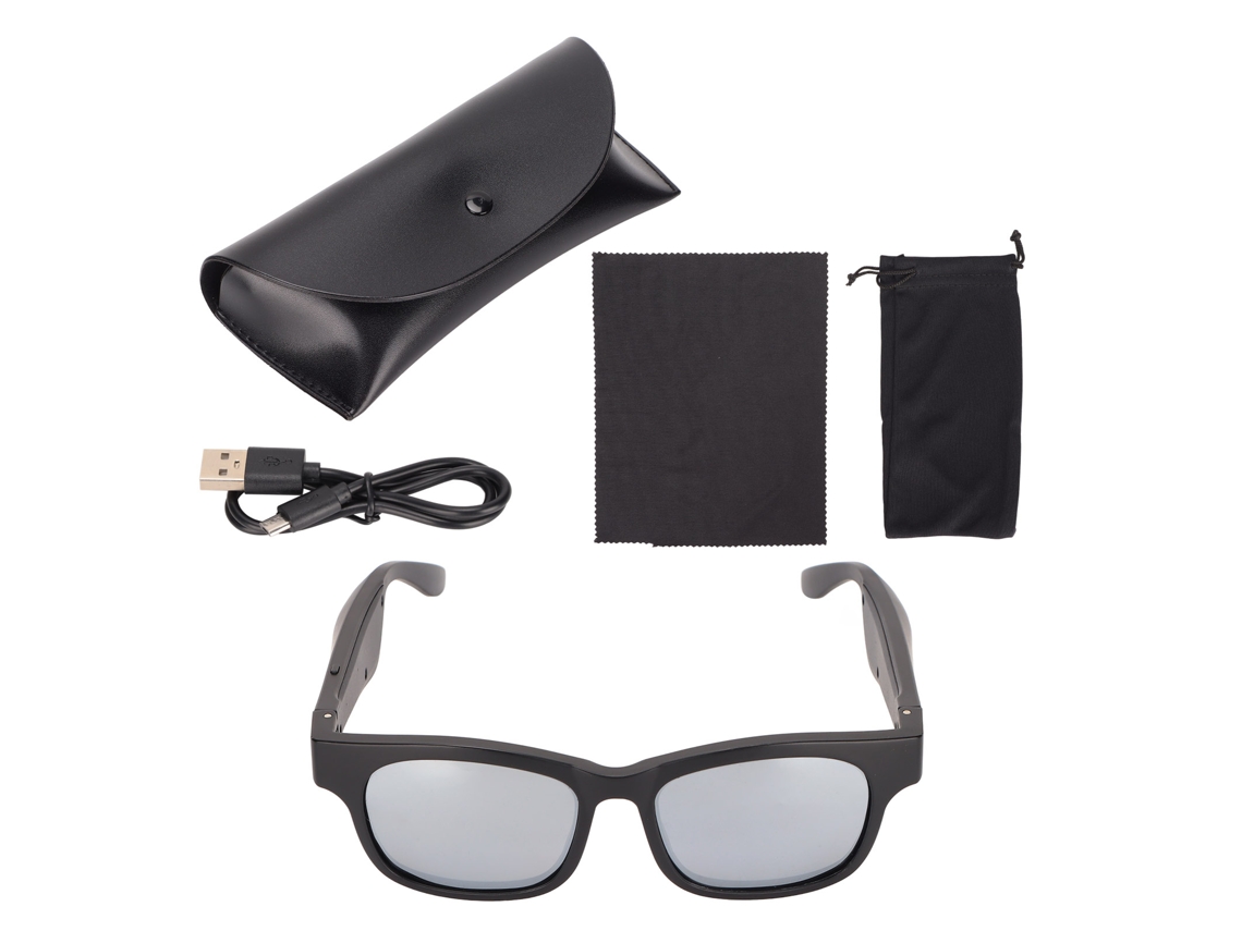 Gafas de sol inteligentes LAXISCREED con Bluetooth, semiabiertas, plateadas.