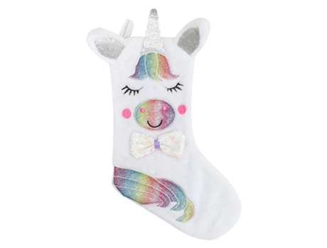 Calcetín de Navidad de unicornio con luz LED, bolsa de dulces para regalos, calcetín de decoración de árbol de Navidad, con luces